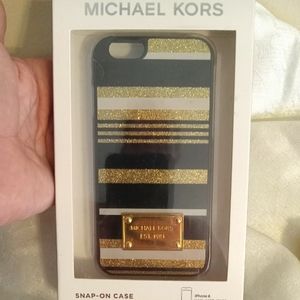 Michael Kors gold glitter white black Apple I phone 6 case.